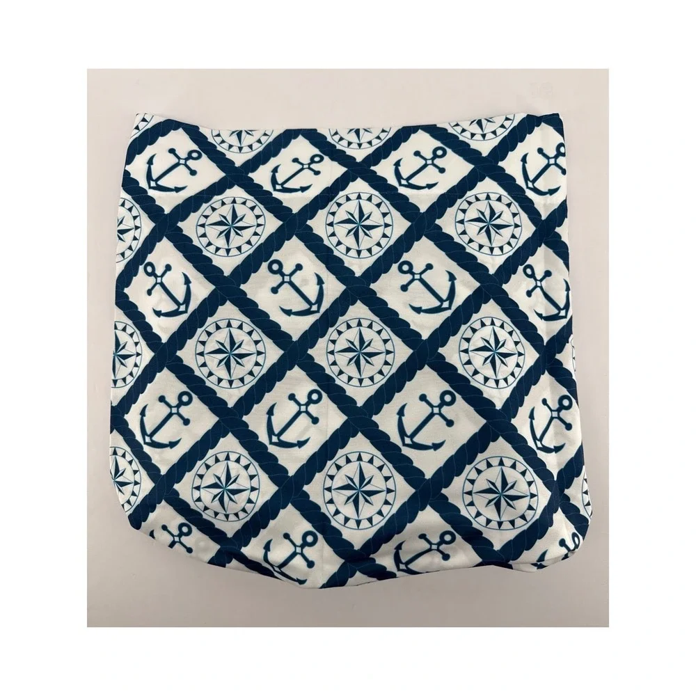 Ambesonne Nautical Anchor Compass Window Curtains Navy White 2 Panels 56x84